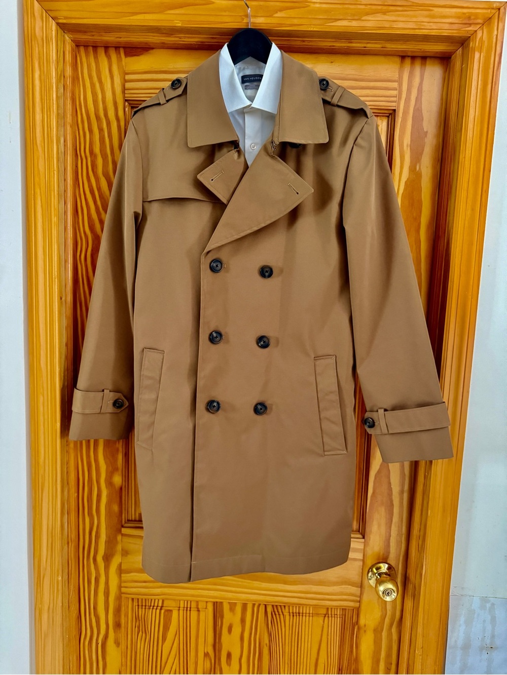 Men's Classic Double-Breasted Trench Coat - Camel Brown